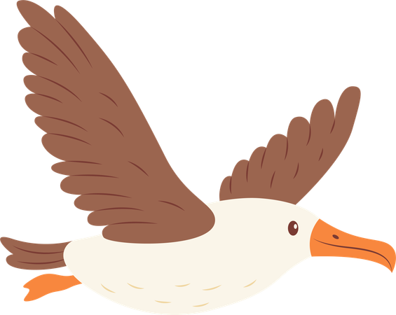 Oiseau albatros mignon volant librement  Illustration