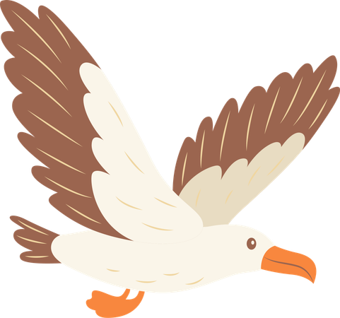 Oiseau albatros mignon volant librement  Illustration
