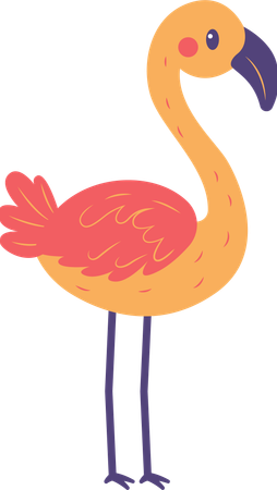 Oiseau flamant rose mignon  Illustration