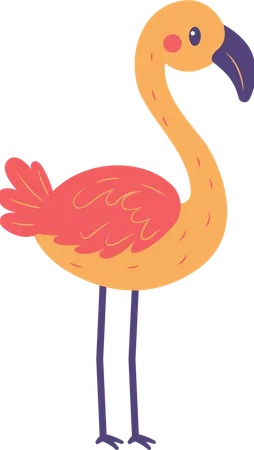 Oiseau flamant rose mignon  Illustration