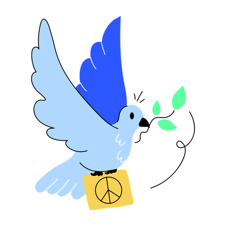 Oiseau qui vole avec signe de paix  Illustration