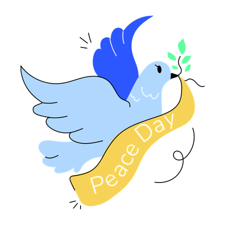 Oiseau qui vole avec signe de paix  Illustration