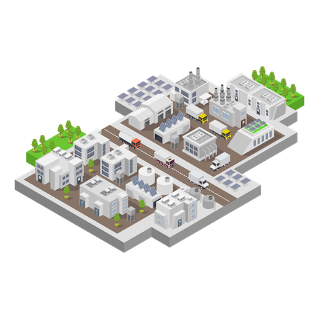 Ökologie kleine Fabrik  Illustration