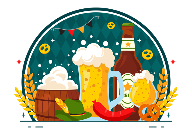 オクトーバーフェストビール祭り  イラスト