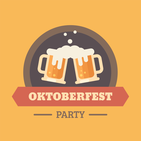 Oktoberfest beer festival flat illustration badge  Illustration