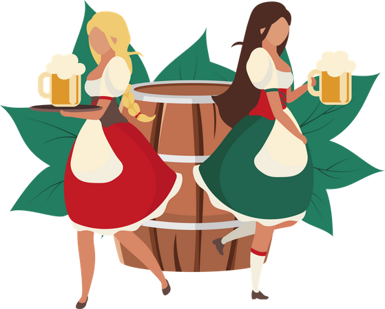 Oktoberfest beer maids Illustration