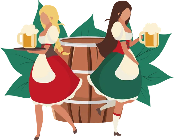 Oktoberfest beer maids  Illustration