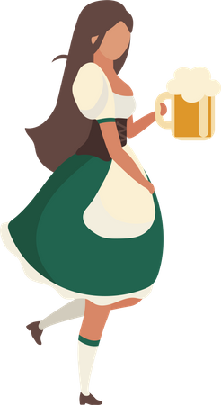 Oktoberfest beer server with glass  Illustration