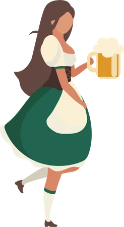 Oktoberfest beer server with glass  Illustration