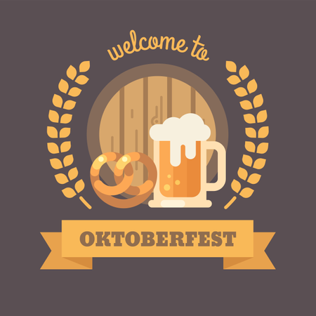Banner de ilustración plana del festival de la cerveza Oktoberfest  Ilustración