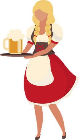 Oktoberfest girl carrying beer  Illustration