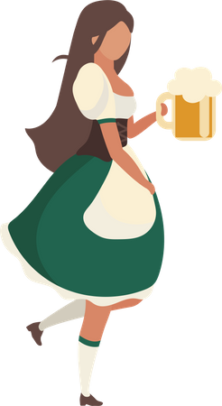 Servidor de cerveza Oktoberfest con vaso  Ilustración