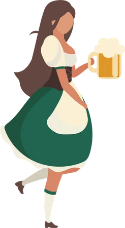 Servidor de cerveza Oktoberfest con vaso  Ilustración
