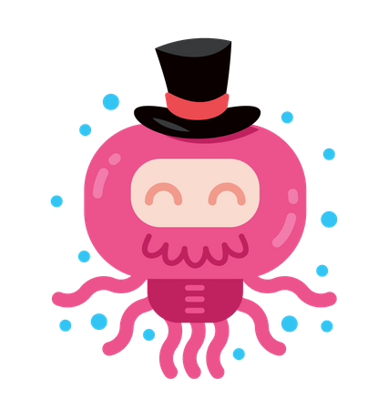 Oktopus, Karikatur, Maskottchen  Illustration