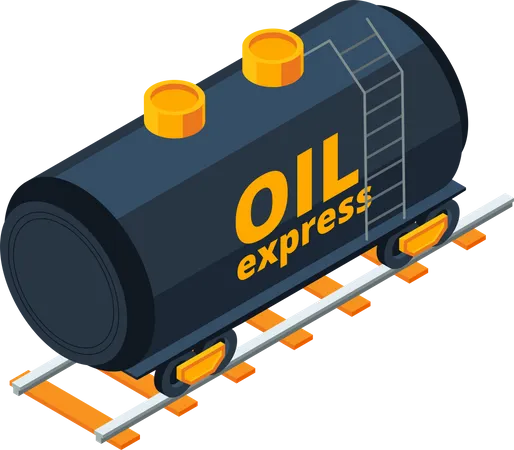 Ölcontainer per Bahn transportiert  Illustration