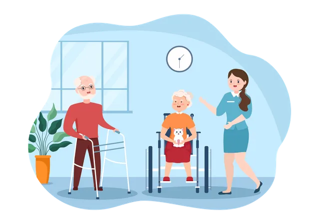 Old Age Care  Illustration