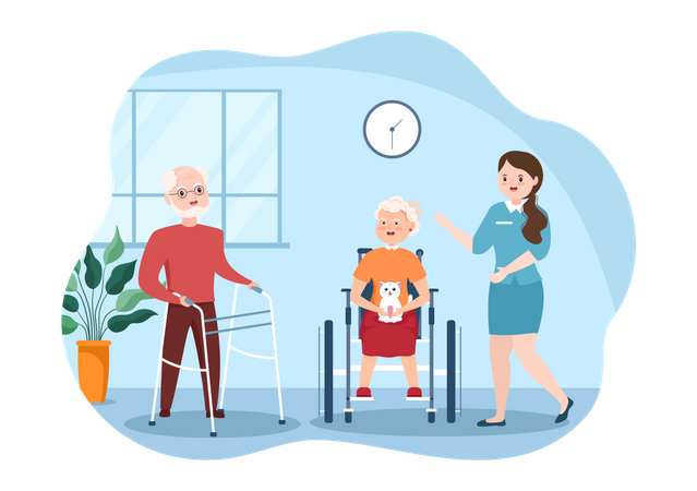 Old Age Care  Illustration