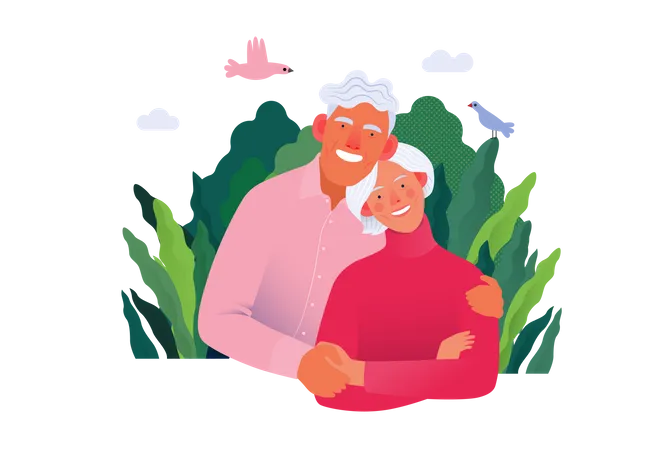 Old aged couple Illustration