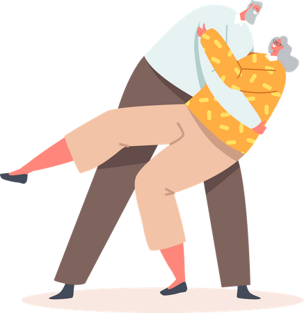 Old aged couple dancing Illustration