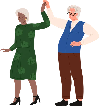 Old aged couple dancing  Illustration