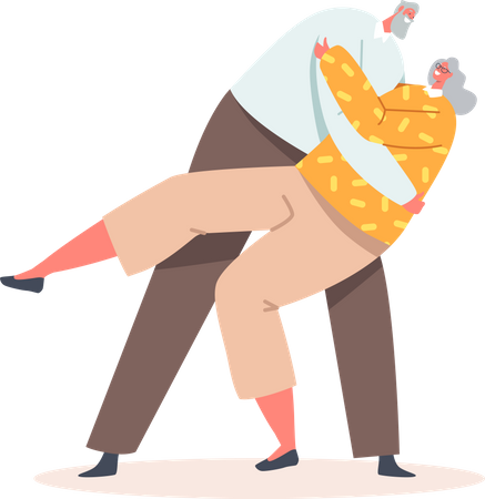 Old aged couple dancing  Illustration