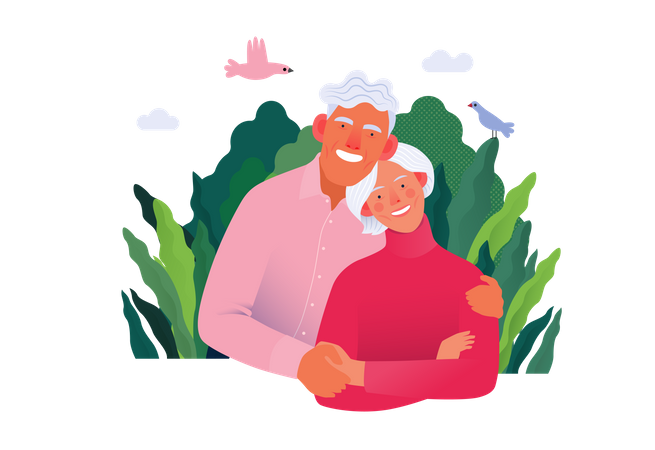 Old aged couple  Illustration