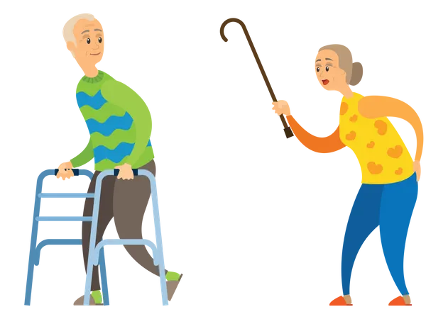 Old Aged Couple  Illustration