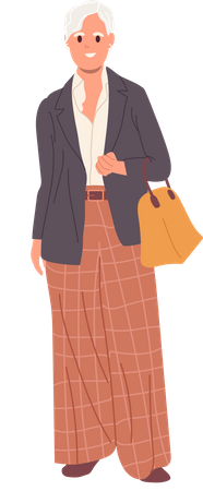 Old aged gray-haired woman having modern fashion look Illustration