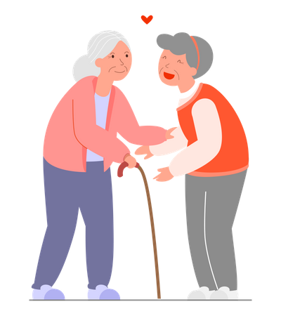 Old aged lesbian couple caring for each other Illustration