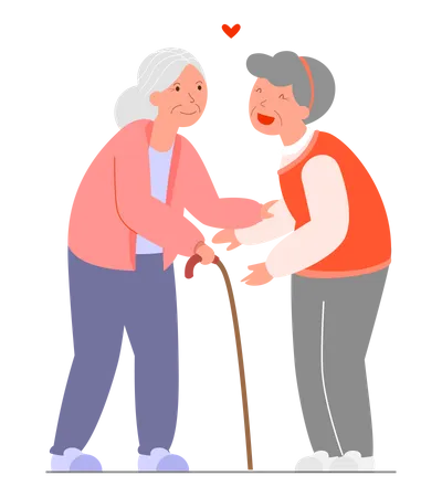 Old aged lesbian couple caring for each other Illustration
