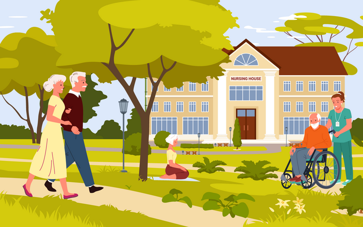 Old aged people care house  Illustration