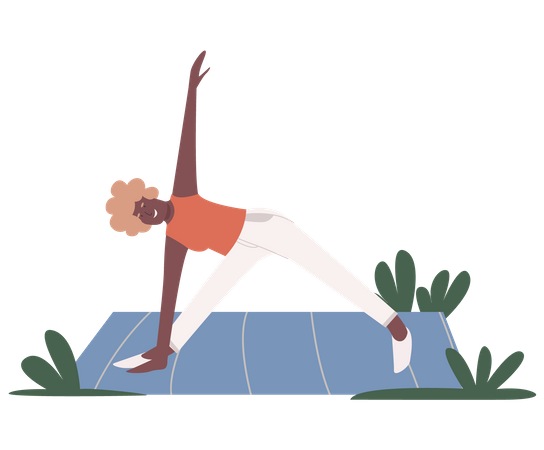 Old aged woman doing yoga  Illustration