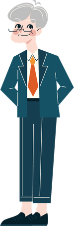 Old Businessman giving standing pose  イラスト