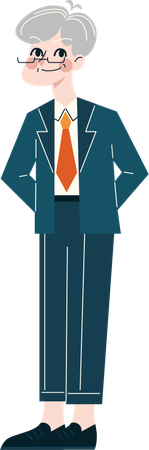 Old Businessman giving standing pose  Illustration