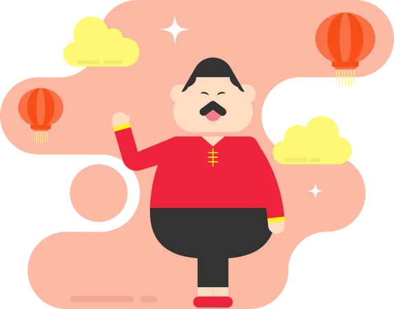 Flat Illustration Of A Chinese Man Illustration