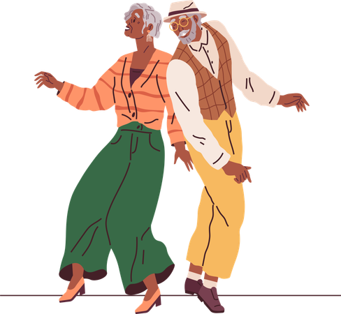 Old couple dance  Illustration