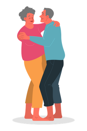 Old couple dance together  Illustration