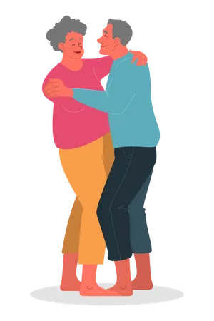 Old couple dance together  Illustration