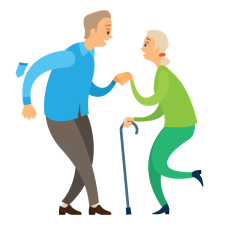 Old couple dancing Illustration