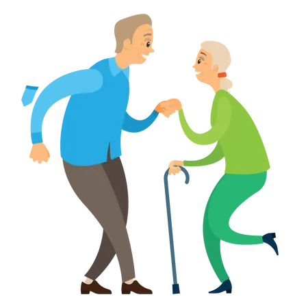 Old couple dancing  Illustration