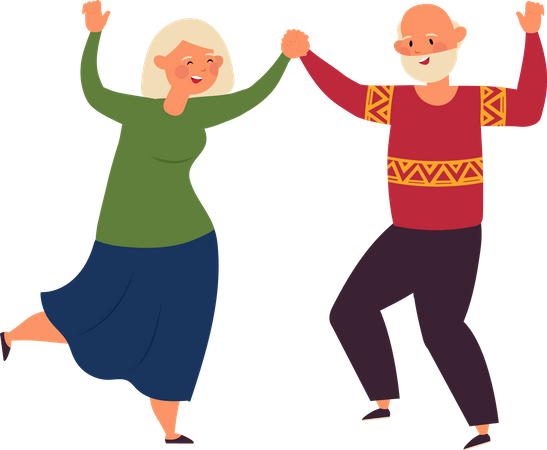 Old Couple Dancing  Illustration