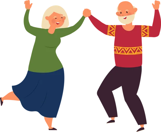 Old Couple Dancing  Illustration