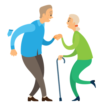 Old couple dancing  Illustration