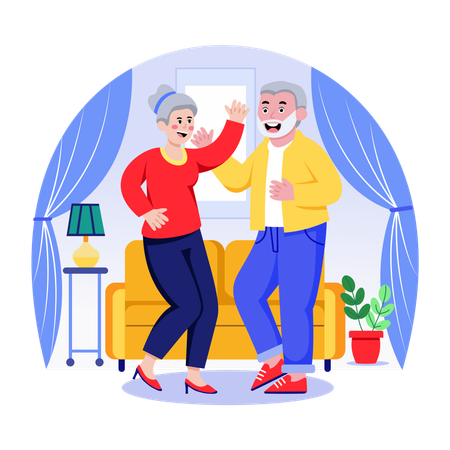 Old couple Dancing  Illustration