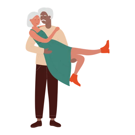 Old Couple doing dance  Illustration