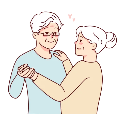 Old couple doing romantic dance Illustration