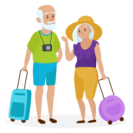 Old Couple going to vacation  Illustration