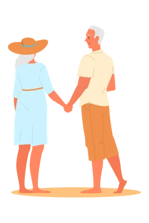 Vector Illustration Of A Loving Elderly Couple Happy Seniors Spending Time Ogether Retired Couple On Their Summer Vacation Woman And Man On Retirement Vector Illustration In Cartoon Style Illustration
