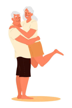 Vector Illustration Of A Loving Elderly Couple Happy Seniors Spending Time Ogether Retired Couple On Their Summer Vacation Woman And Man On Retirement Vector Illustration In Cartoon Style Illustration