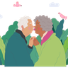 old couple kissing illustration